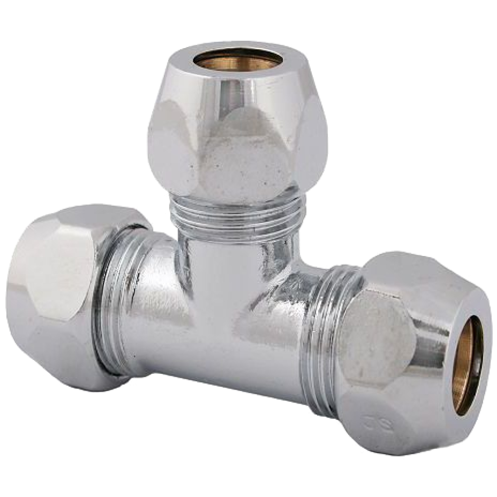 FORMAT Tec T-Verschraubung 10 chrom DN 10, 3/8"x10mm, m 3 Verschr., verchr.