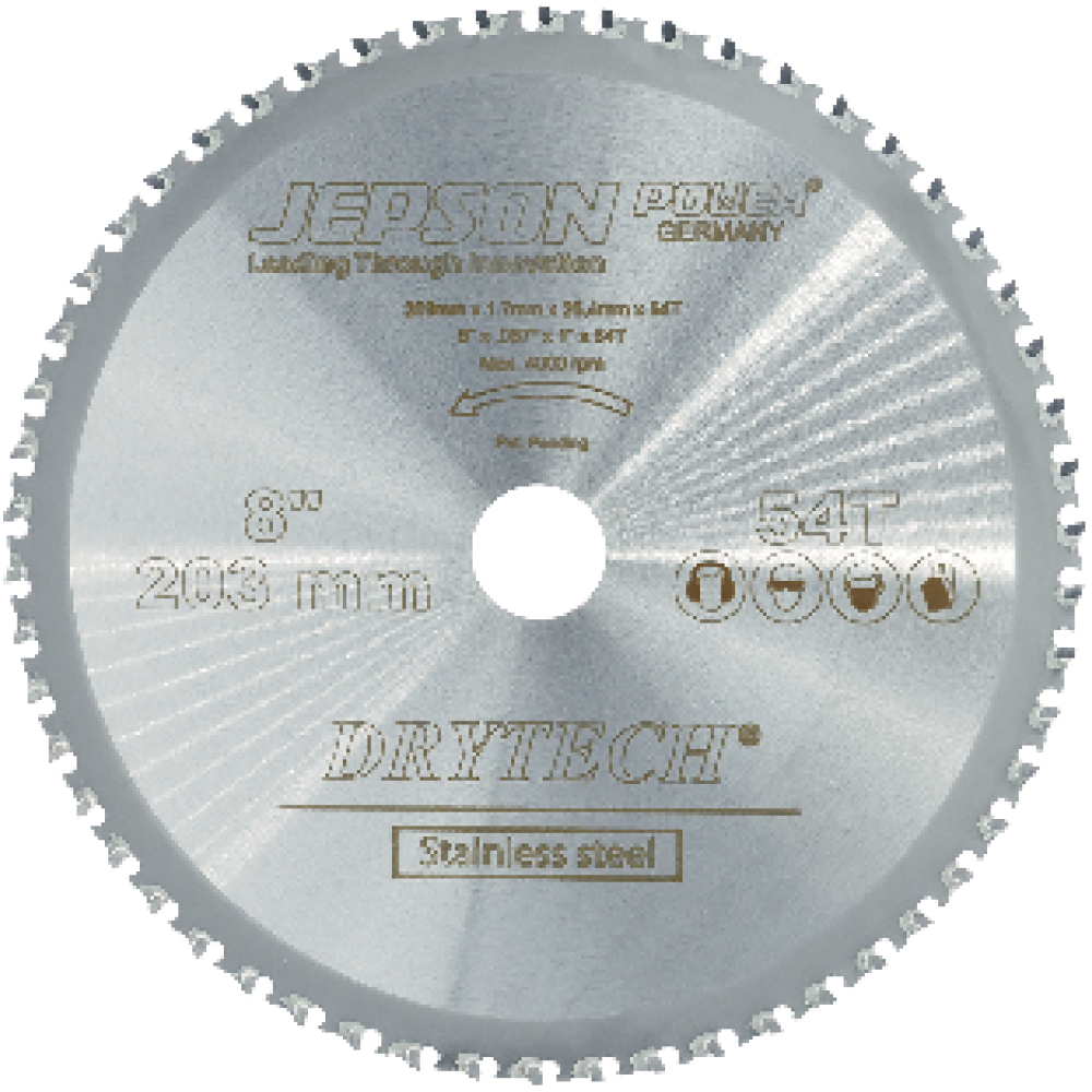 Jepson HM-Kreissägeblatt Drytech® für Edelstahl 203x25,4x1,7mm 54Z