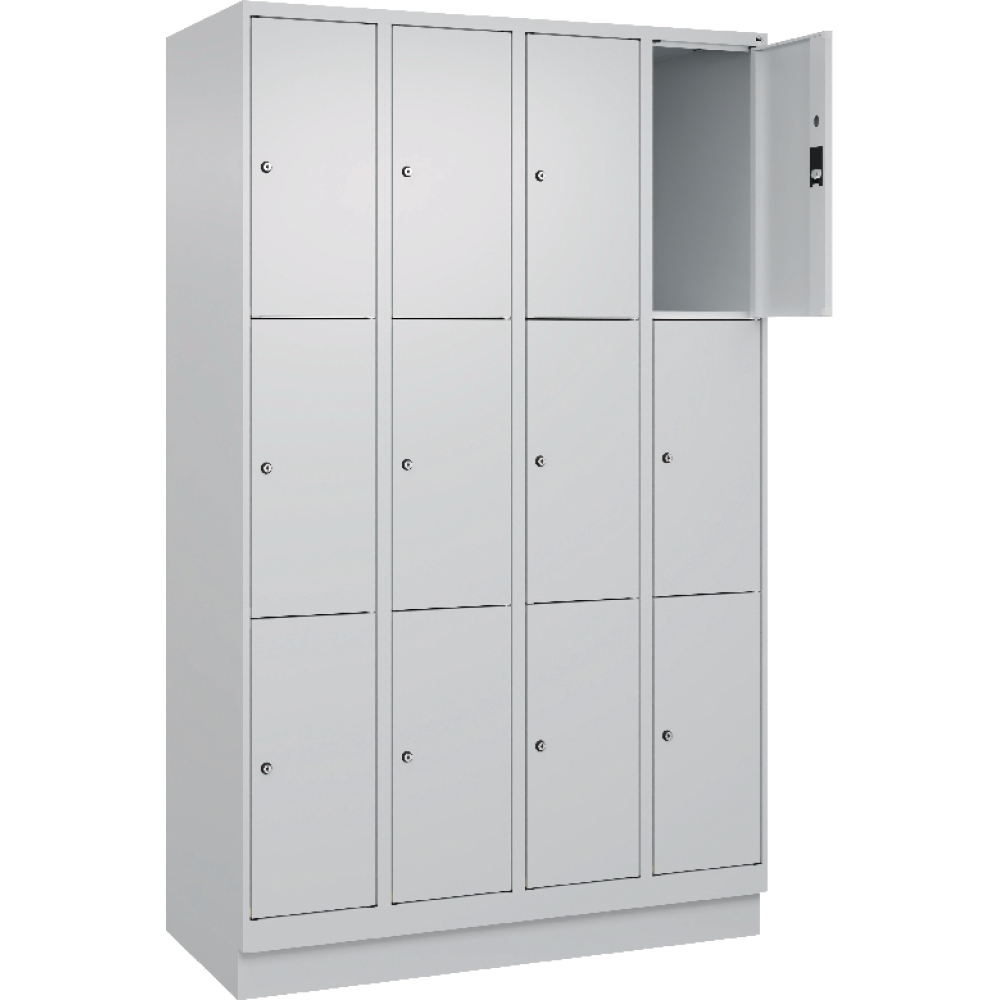Fächerschrank CLASSIC B1200xT500xH1950 mm RAL 7035/7035, 4x3 Fächermit 100 mm