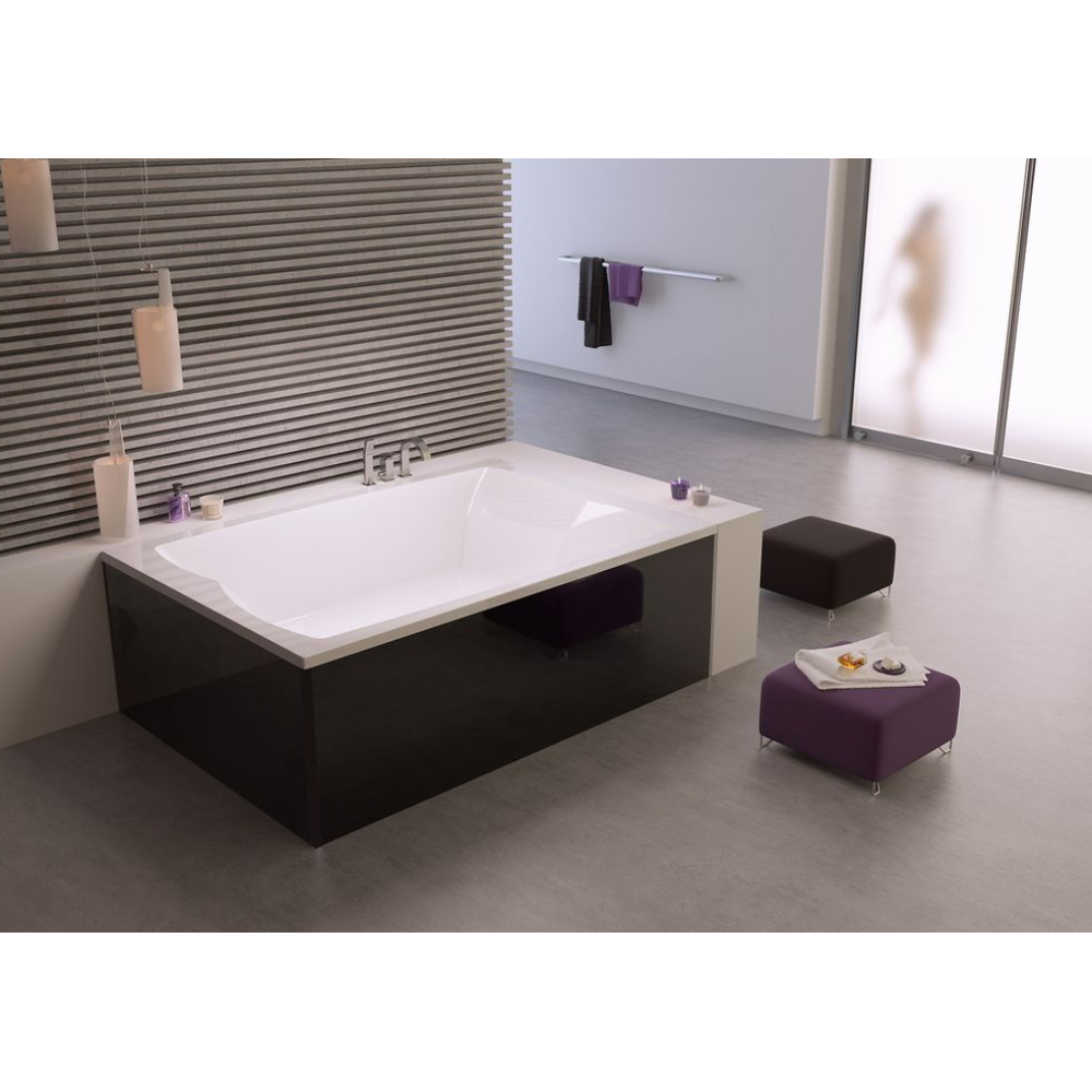 FORMAT Design Glasverkleidung zu Duowanne 180 x 80 cm, sw, für Ecke