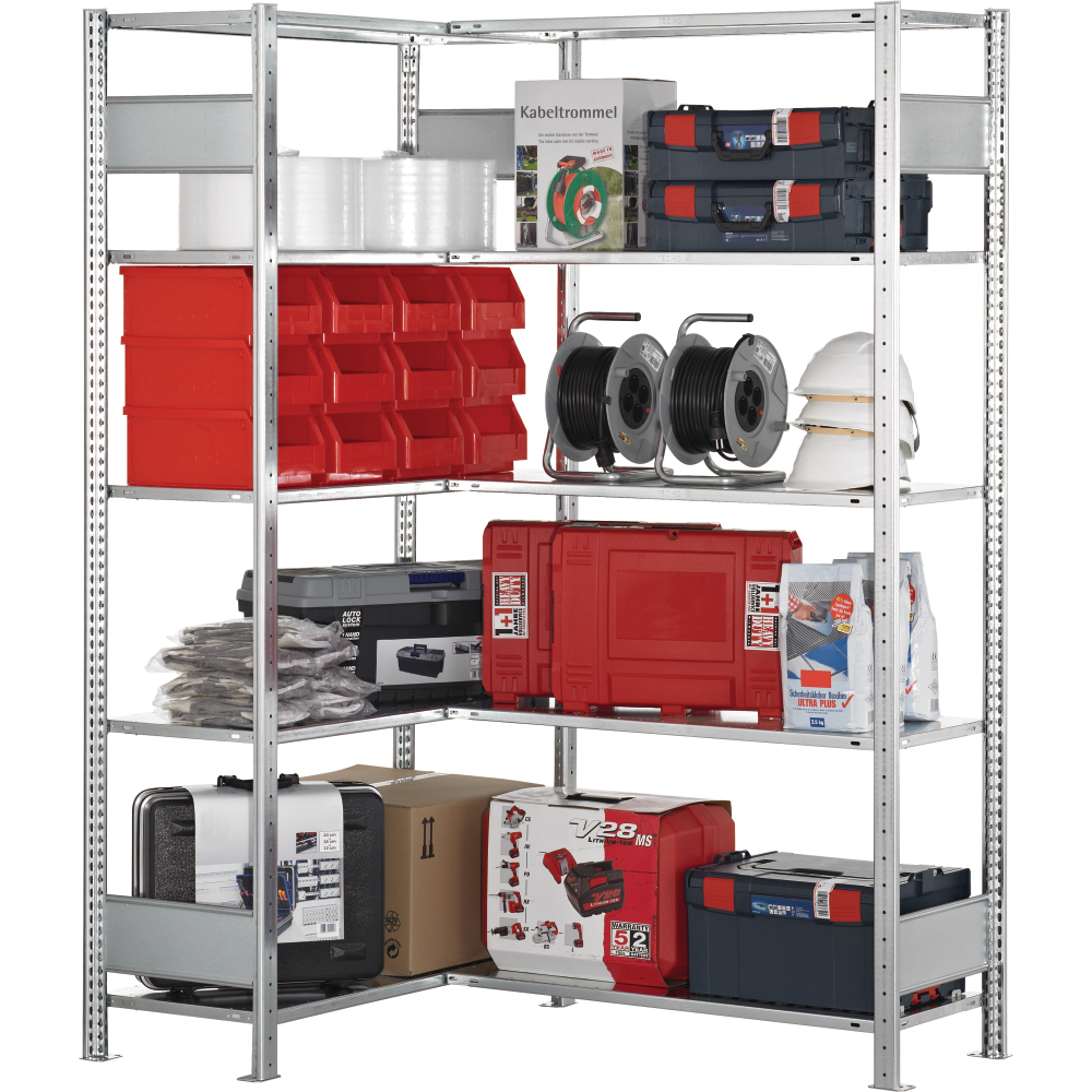 Eckregal Anbaufeld 7035 2500x1000x600, 6FB