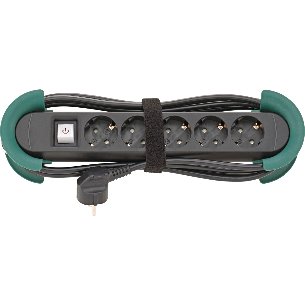 FORTIS Steckdosenleiste 5-fach H05VV-F3G1,5 3m Aufrollhilfe und Haken