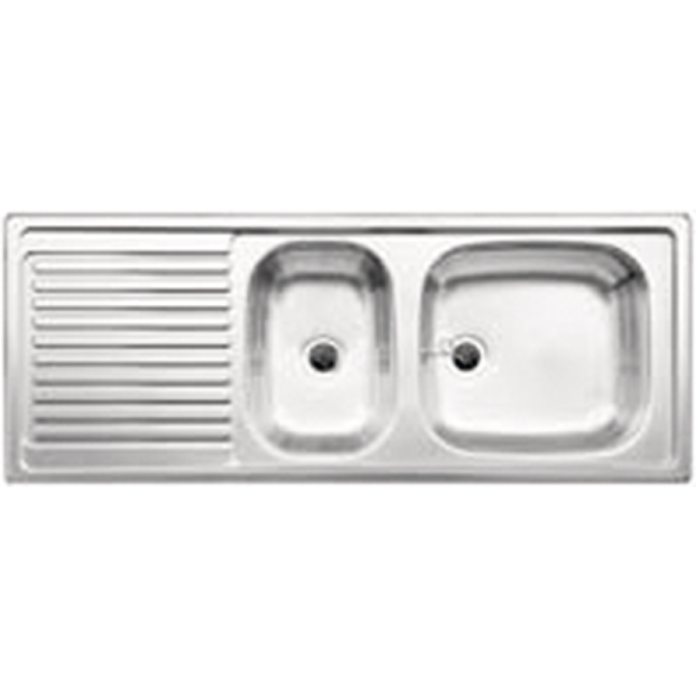 Einbau-Spüle 110x43,5cm 2 Becken mit Abtropffl.