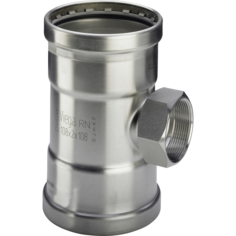 Viega T-Stück Sanpress Inox 2317.2XLLF 76,1xRp 3/4x76,1mm, m SC-Con., labs-frei
