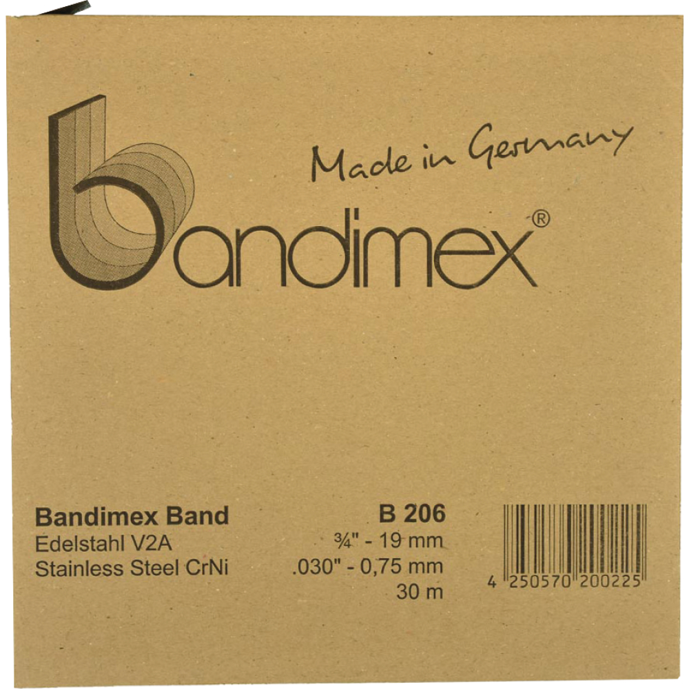 Stahlband 1/2" V2A-Edelstahl, Rolle a 30m Bandimex