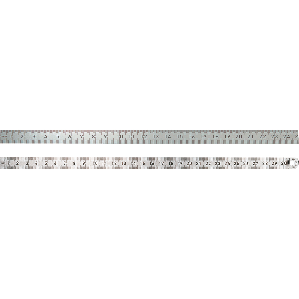 Stahlmaßstab, 1/1 mm-Teilung Oberk., starr, FORUM