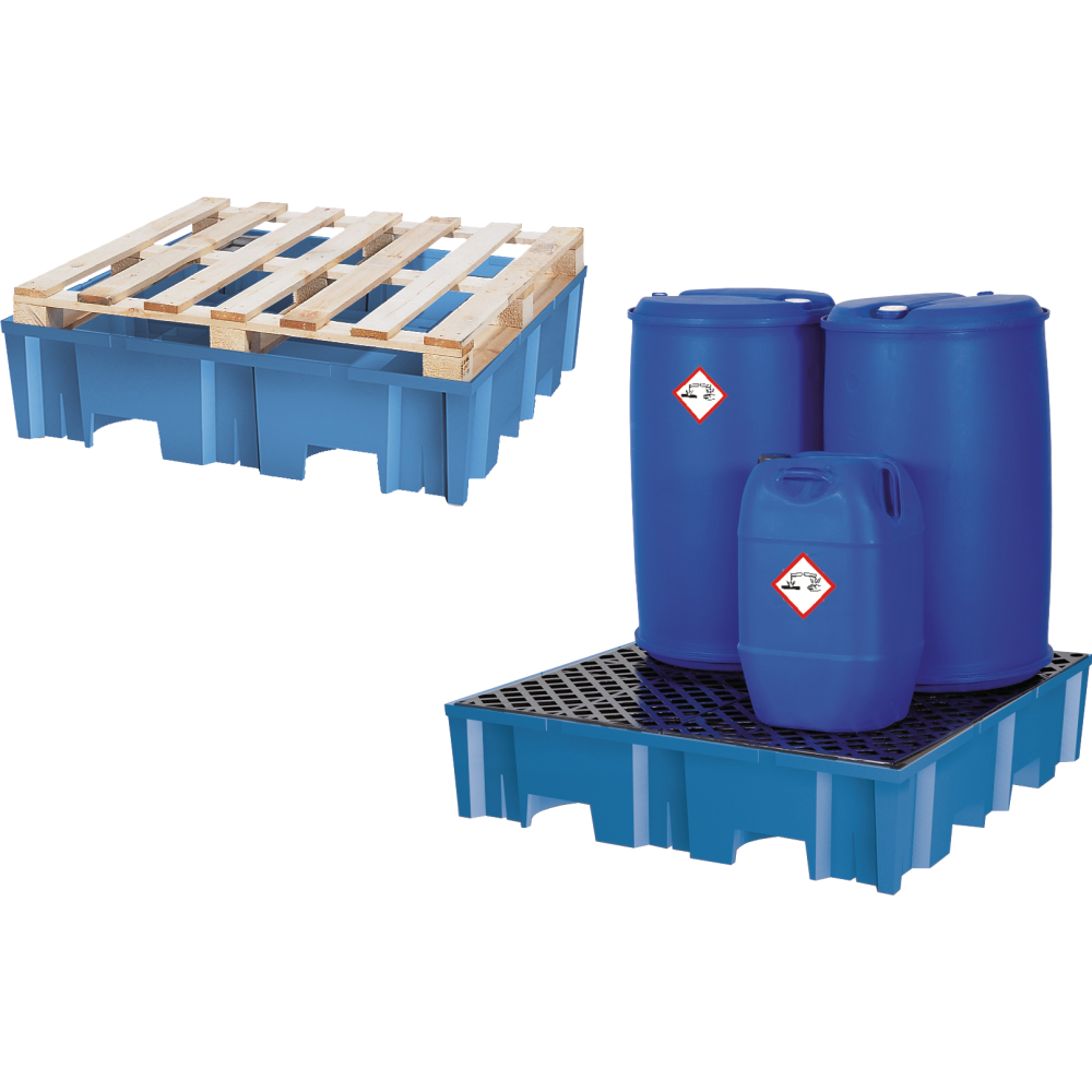 Auffangwanne PE blau 4-Fass 1240x1240x270mm