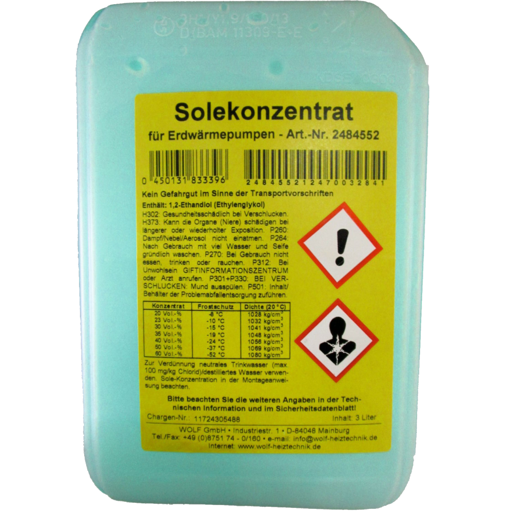 Wolf Solekonzentrat 3 L für Solekreis auf Monoethylenglykol-Basis