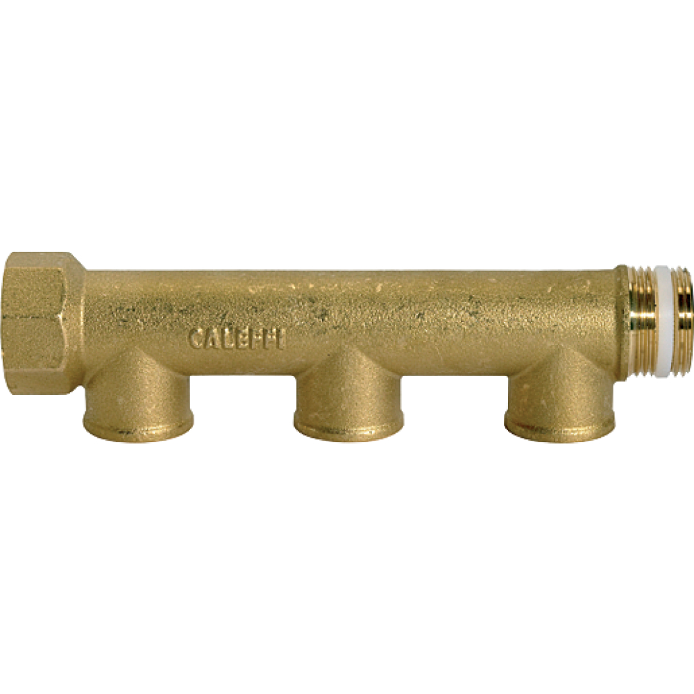 Verteilerstück, 2 AbgängeMessing, Eingang 2x3/4" Ausgang 3xG1/2" IG