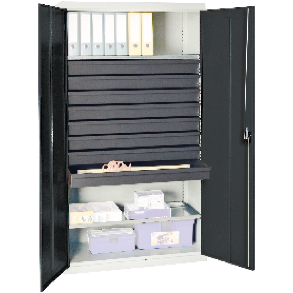 Werkzeugschrank S3000 RAL 7035/7016 8 Schubladen 100mm, 2 W durchgehend