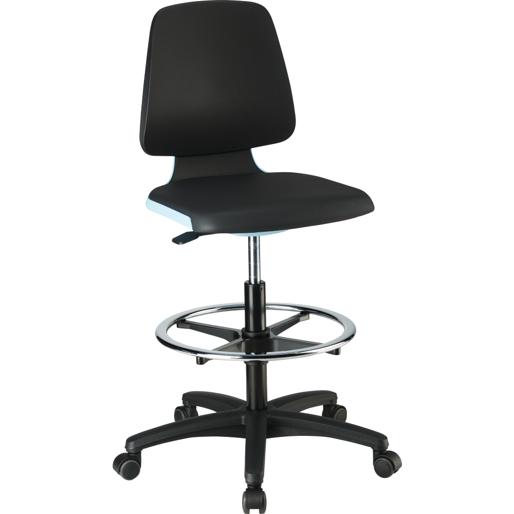 Stuhl Labsit 4 blau Kst.-Leder,m.Rollen