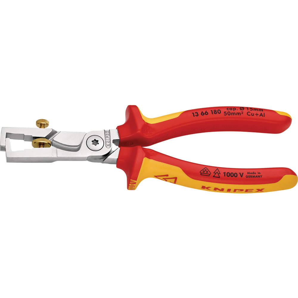 Knipex Abisolierzangen mit Kabelschere StriX® VDE 180, verchromt