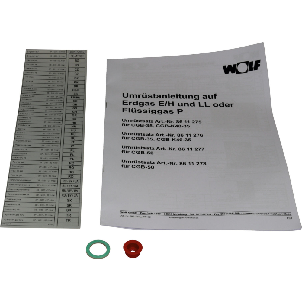 Wolf Umrüstsatz Erdgas E/LL - Flüssiggas für CGB-35 und CGB-K40-35