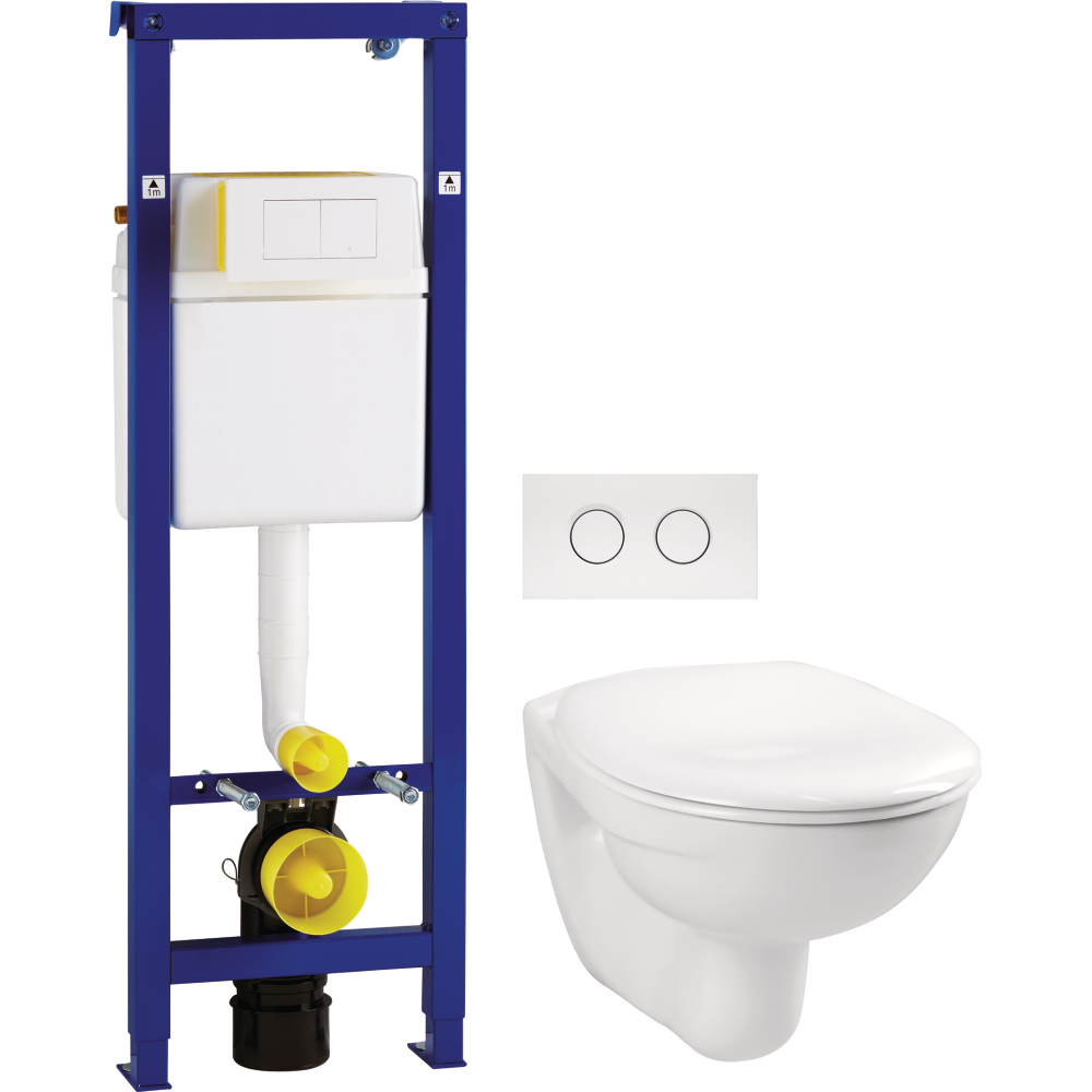 Wand-Tiefspül-WC-Set FORMAT Basic + WC-Sitz mit Abs., weiß + WC-Element