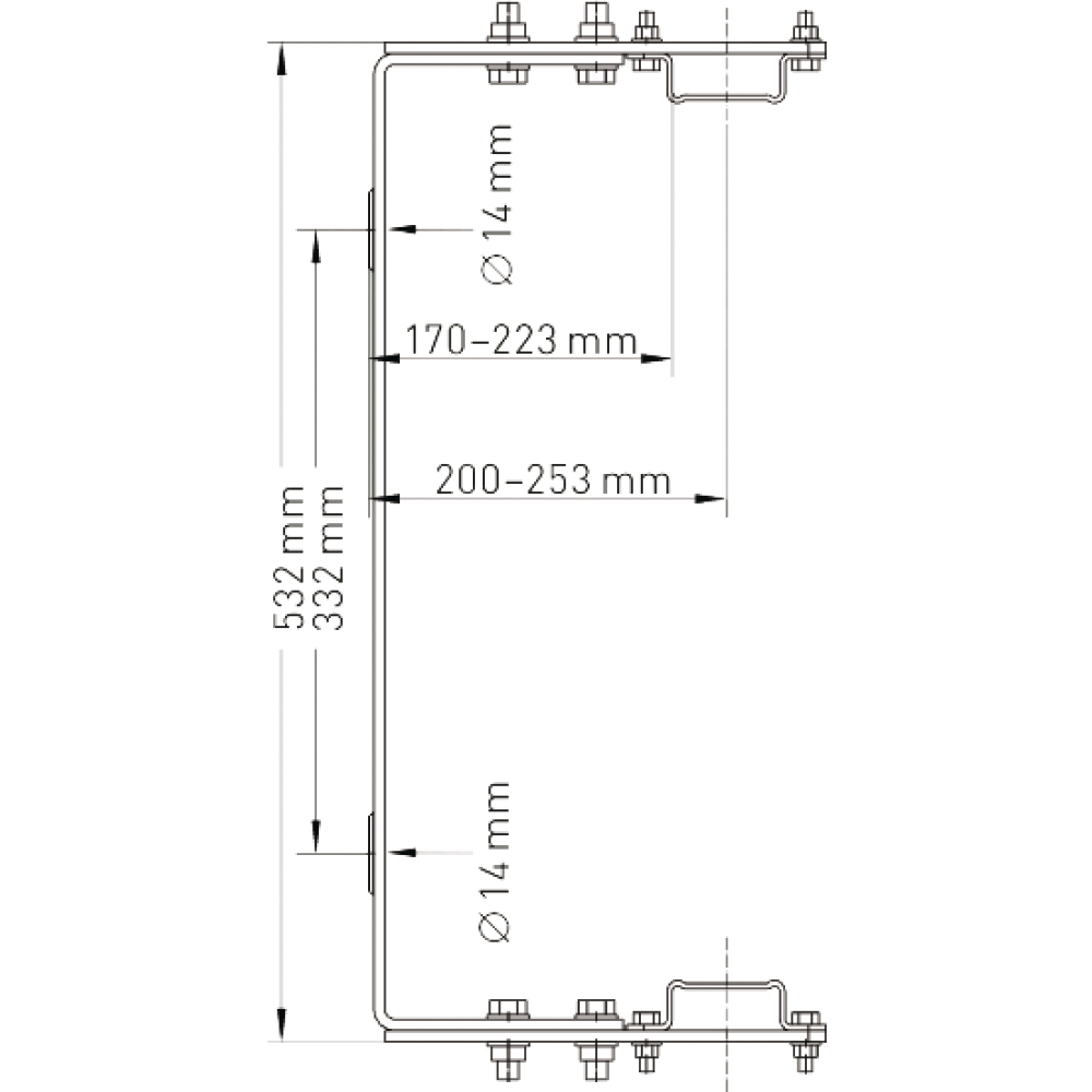 Wandhalter verstellbar 250-350mm V4A 44259