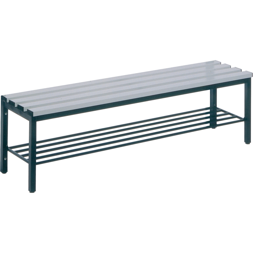 Sitzbank L2000mm, o. Rost RAL7021, m.Kunstst.-Leist