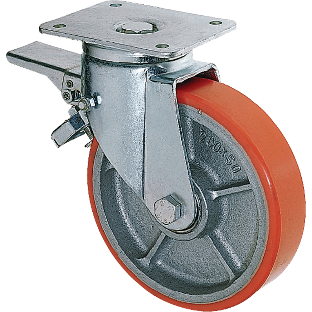Schwerlast-Lenkrolle mit Feststeller 125mm Polyur.