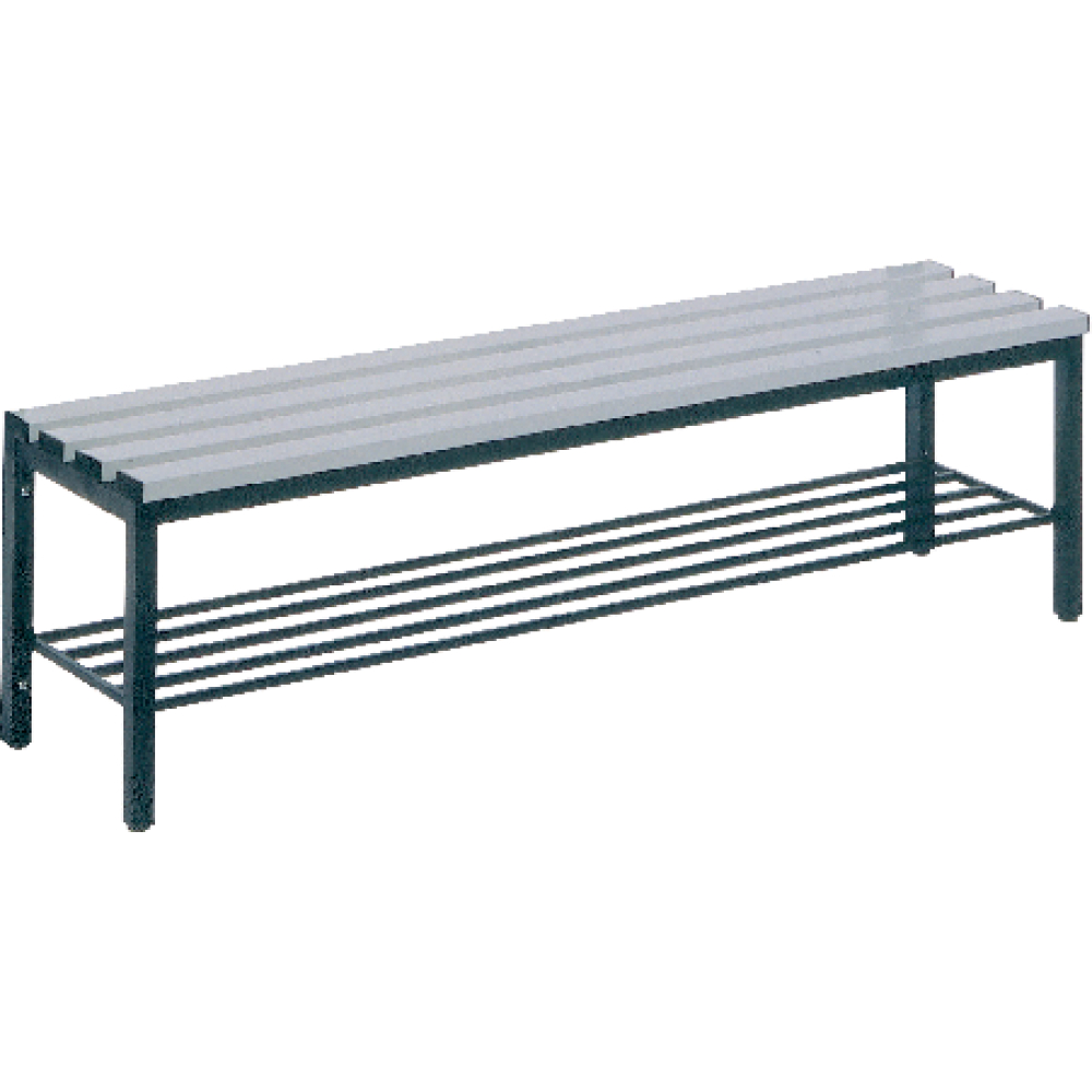 Sitzbank mit 6 Füßen B1960xT353xH420 mm RAL 7021/Kst.-Leisten mit Schuhrost CP
