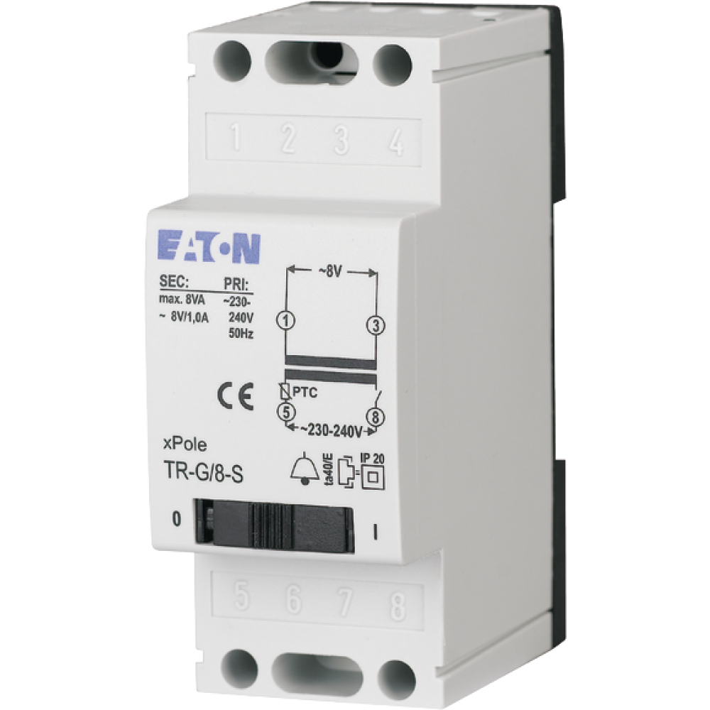 Eaton Klingeltrafo 8V 1A kurzschlußf. m.Schalt.