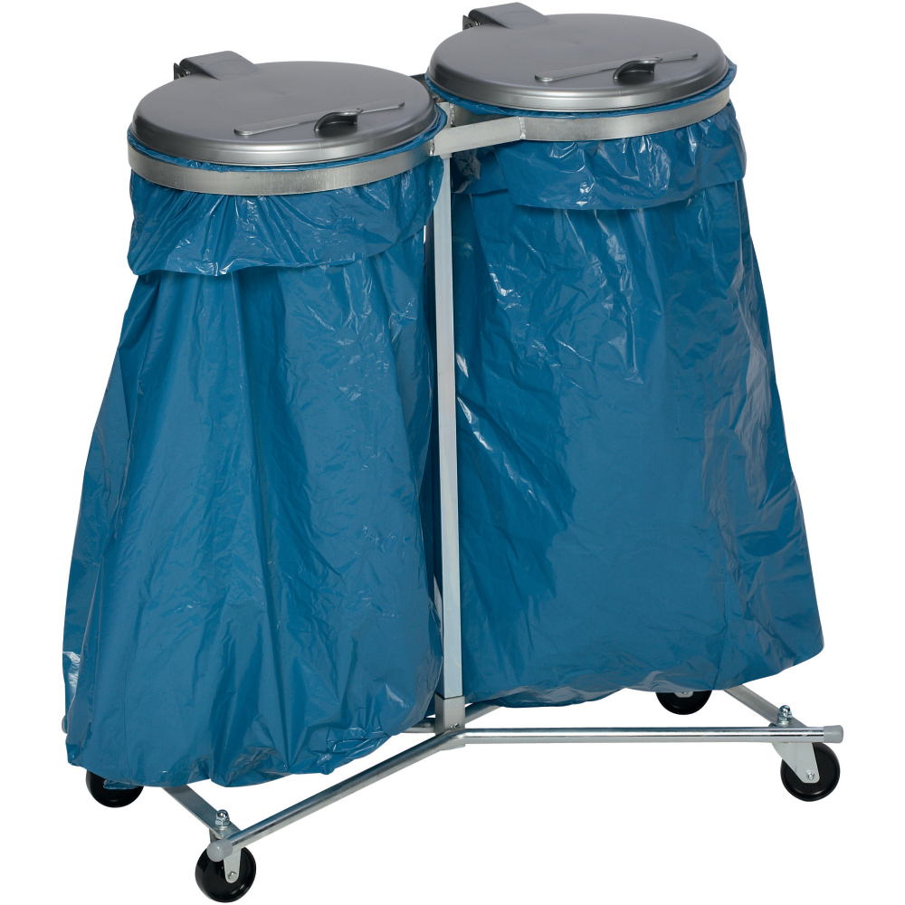 Abfallsammler 2x120 l blau fahrbar KS-Deckel