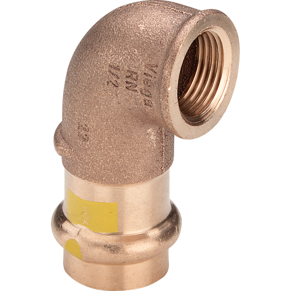 Viega Winkel 90 Grad mit SC Profipress G 2614.2 für Gas in 12mm x Rp1/2 Rotguss