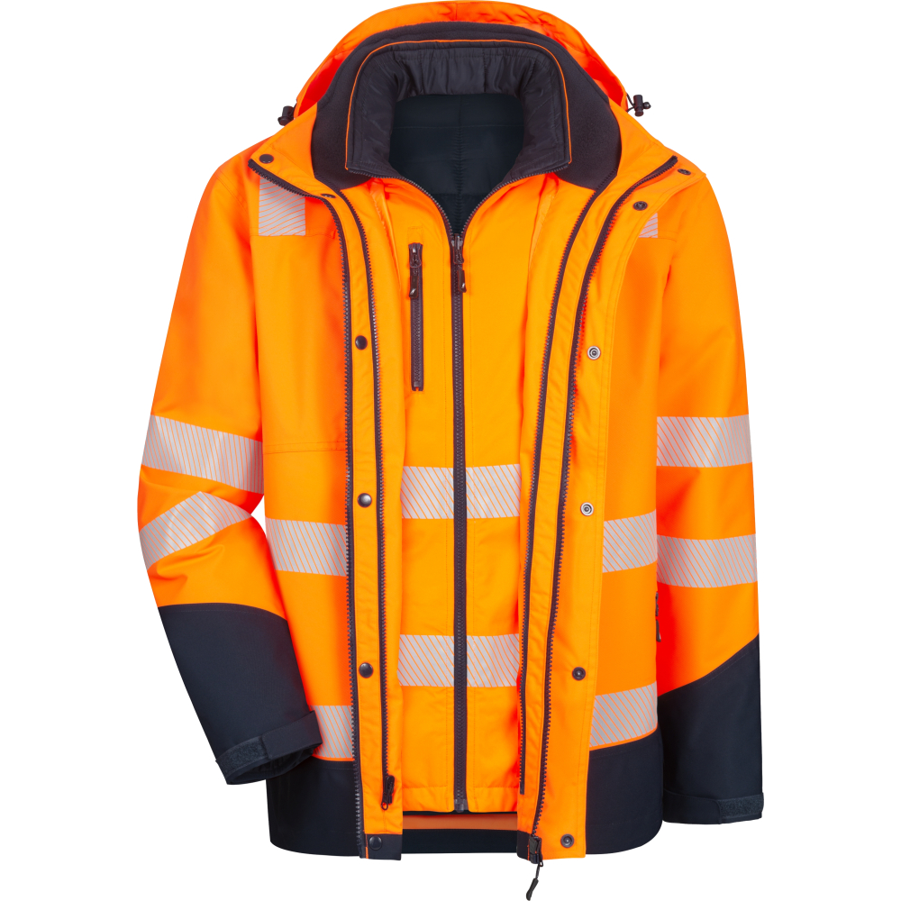 NITRAS MOTION TEX VIZ PLUS 5 in 1 Warn- Multifunktionsjacke neonorange/marine-