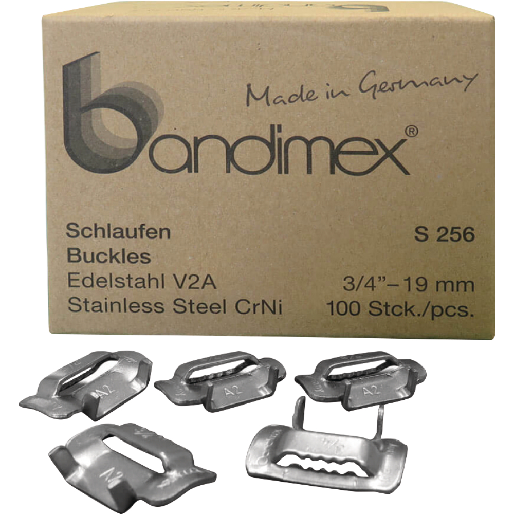 Schlaufen 5/8" V2A-Edelstahl, Pack a 100 Stück Bandimex
