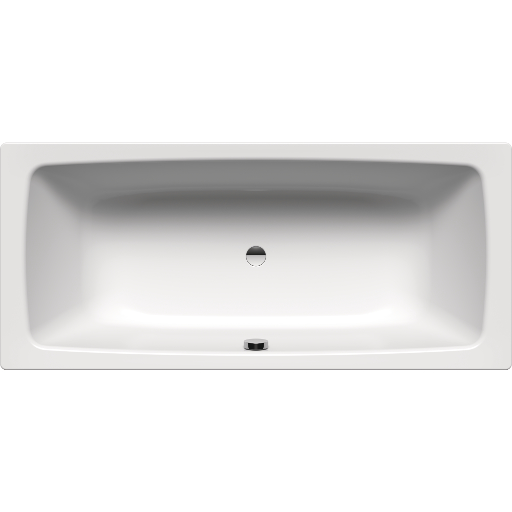 FORMAT Basic Stahl-Duo-Badewanne 180x80cm, 2 RS, Ab-/ÜL mittig, alpinweiß