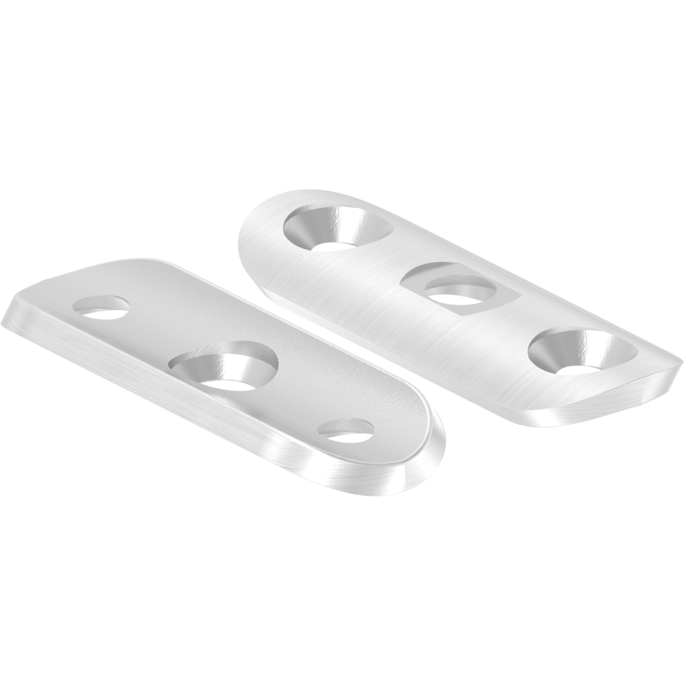 Handlaufanschlussplatte 63x25x4mm für Rohr 33,7mm, 3x6,5mm Bohrungen