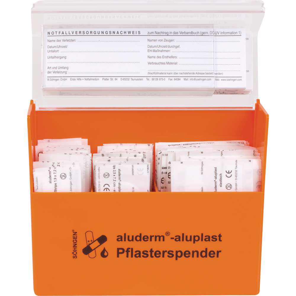 Söhngen Pflasterspender aluderm-aluplast gefüllt orange