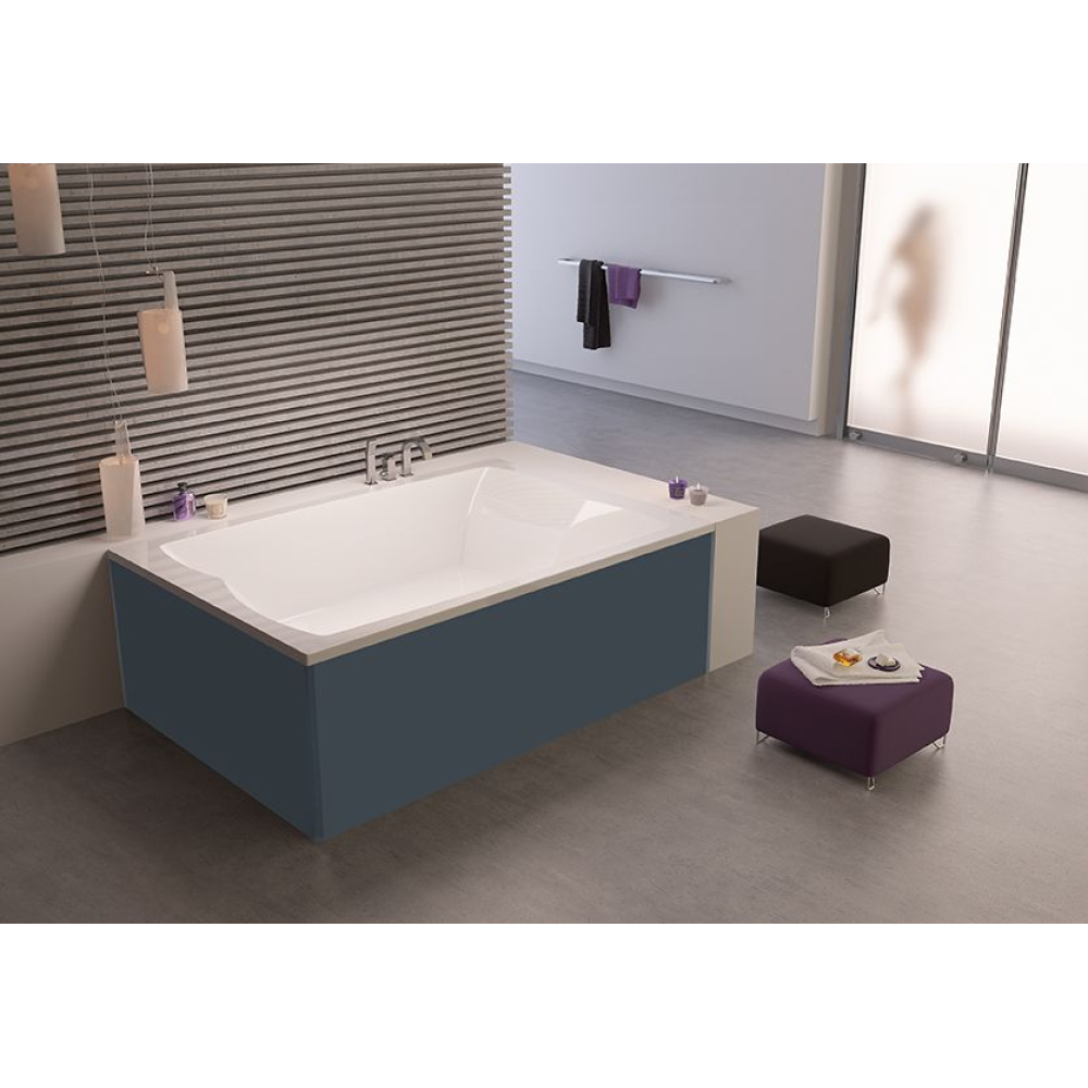 FORMAT Design Glasverkleidung zu Duowanne 180 x 80 cm, schiefer, f Eck