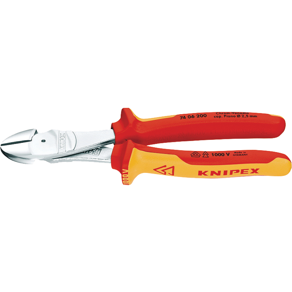 KNIPEX Kraft-Seitenschneider VDE 7406 200mm mit Mehrkomponenten-Griffen