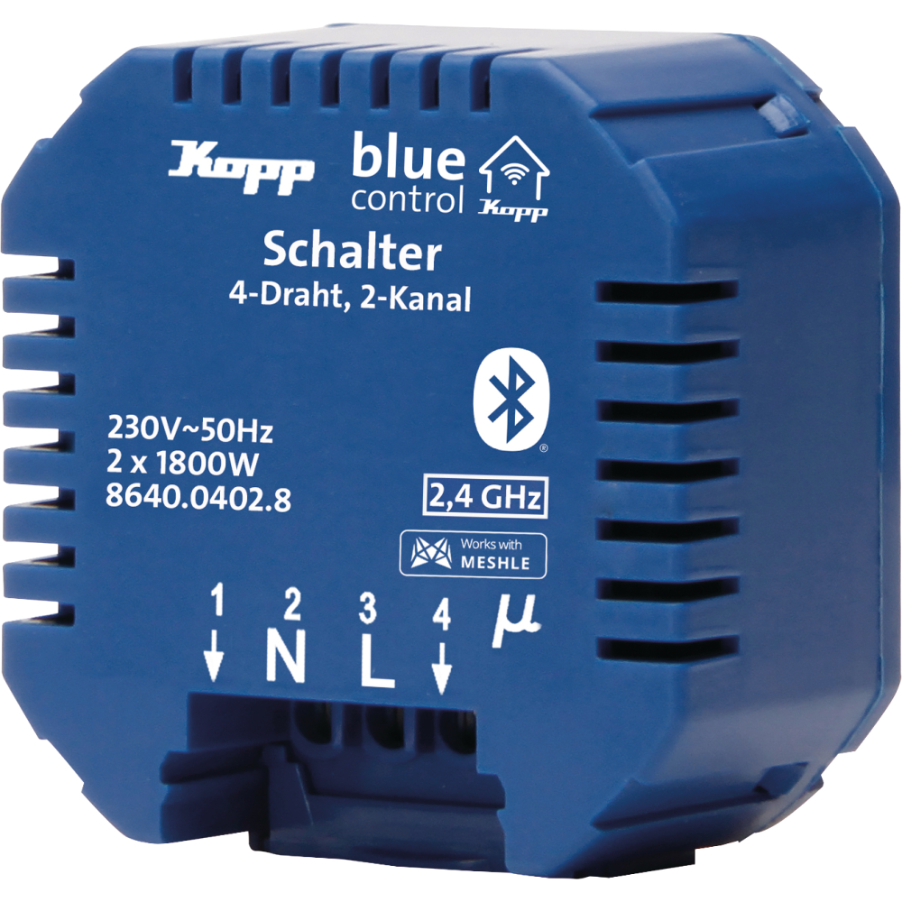 Kopp Blue-control Schaltaktor Serienschalter 2-Kanal, 4-Draht, mit