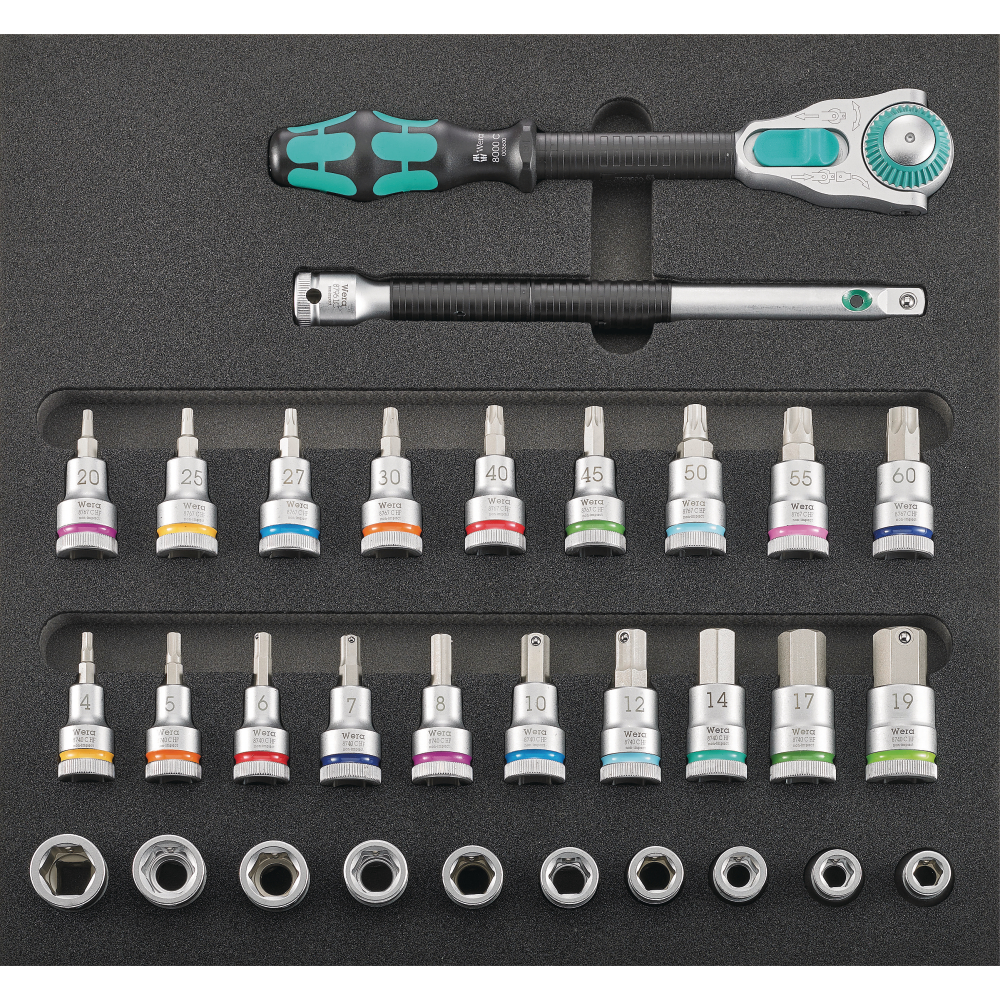 Werkzeugmodul 1/3 Steckschlüssel 1/2" Zyklop und Haltefunktion Wera