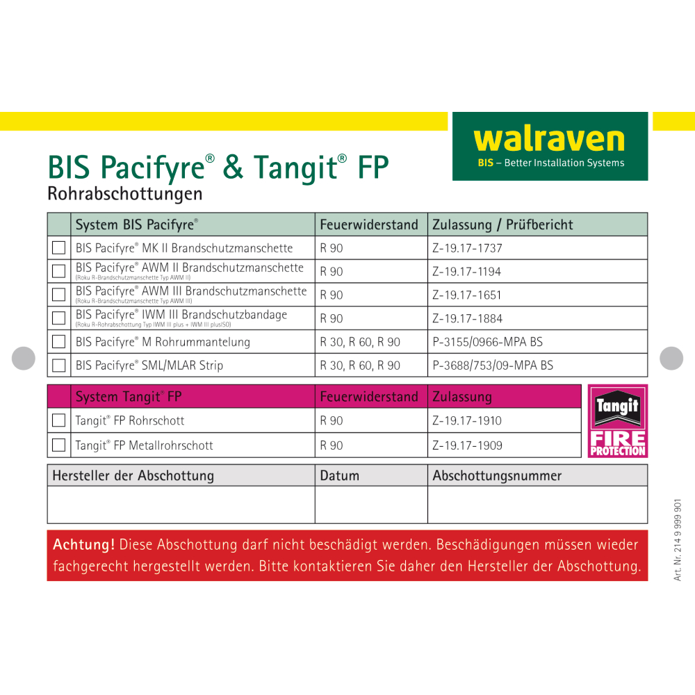 Kennzeichnungsschild FP Pacifyre, beidseit.bedr.