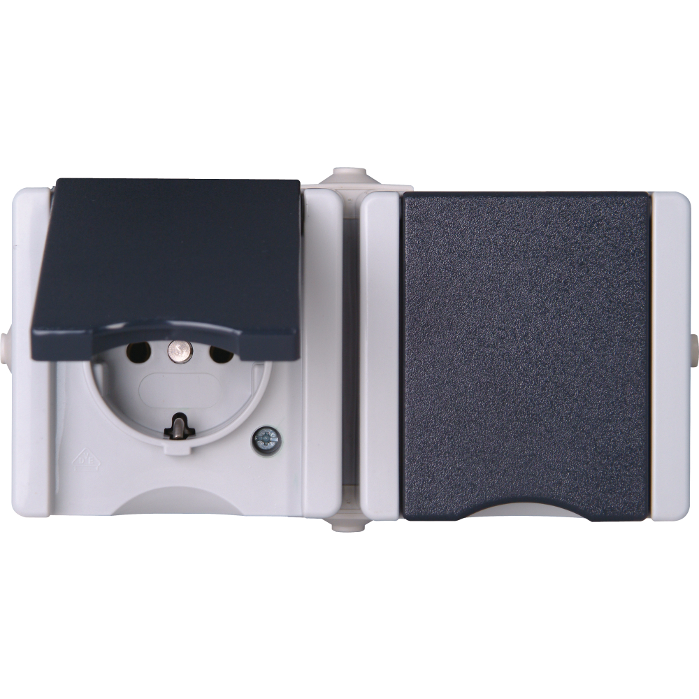 Steckdose 2-f. waager. AP IP44 proAQA 9506.5500.0