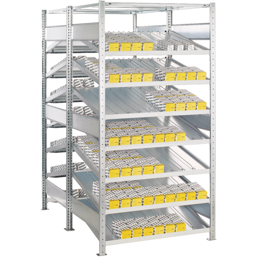 Schrägbodenregal GR verz. 2000x1000x(2x800) mm