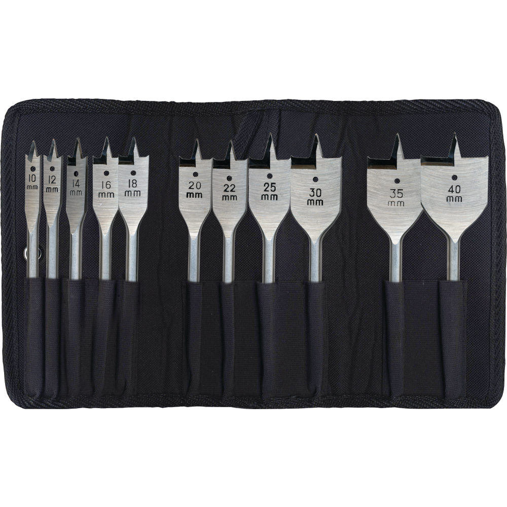 Flachfräsbohrersatz Quick 11-tlg. Rolltasche Heller
