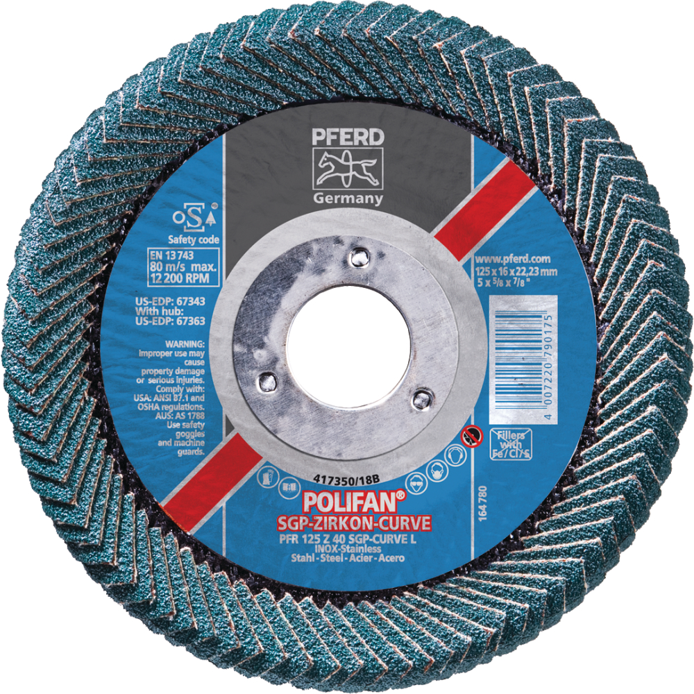 Fächerschleifscheibe Z 40SGP CURVE L 125mm K40 Pferd