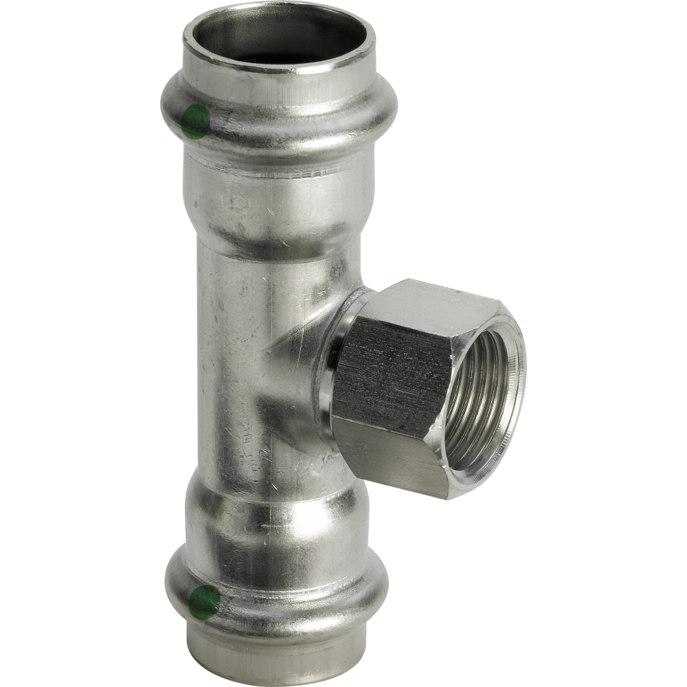Viega T-Stück mit SC Sanpress Inox 2317.2 in 28mm x Rp1 x 28mm Edelstahl