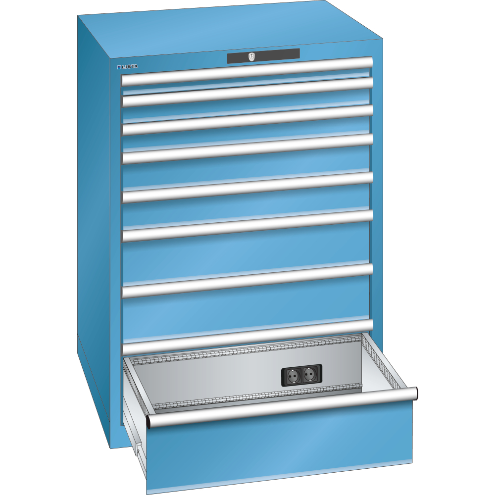 Schubladenschrank 36x36E 717x725x1000 8 Schub., 75kg Typ D2x230V KEYLock