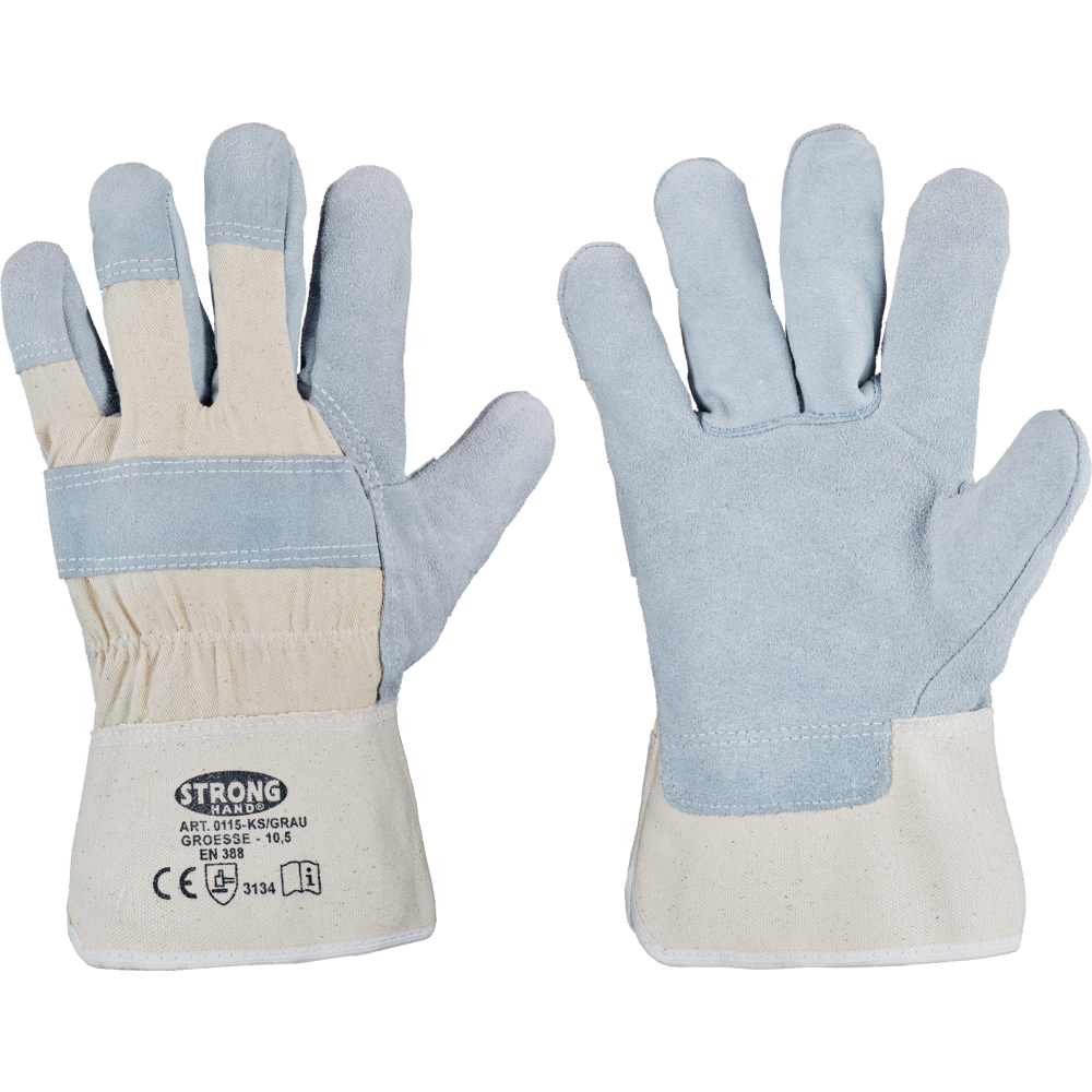 STRONGHAND® Rindspaltleder-Handschuh K S natur Gr.10,5