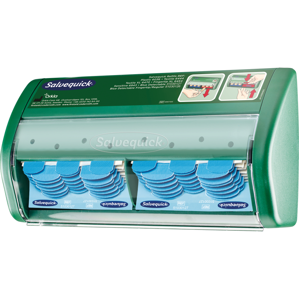 Salvequick Pflasterspender mit Salvequick Blue Detectable 2x35St.