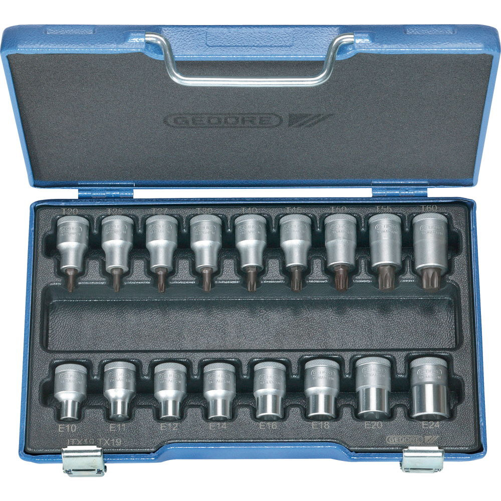 GEDORE Steckschlüssel-/Schraubendreher- Einsatz-Garnitur 1/2" für TORX®-