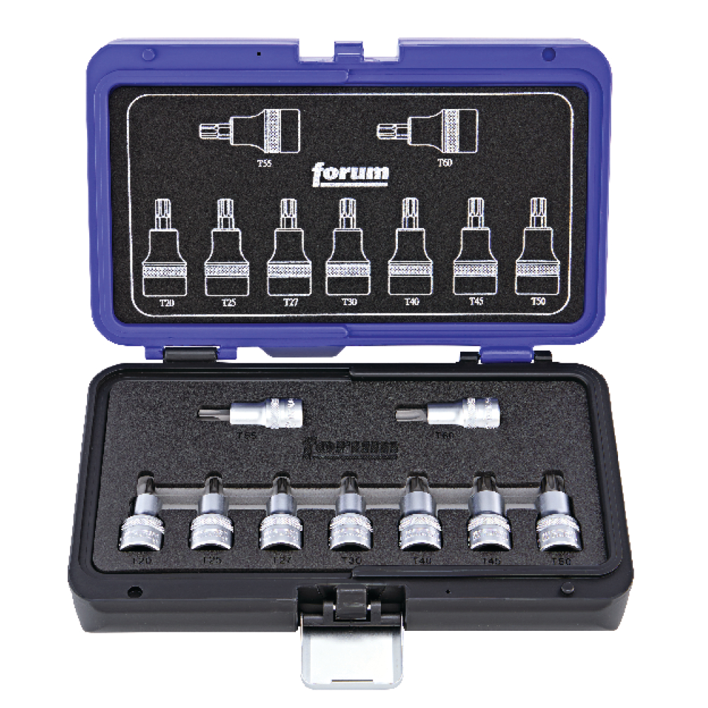 FORUM Schraubendreher-Einsatz-Garnitur 1/2" für TORX®-Schrauben 9tlg.