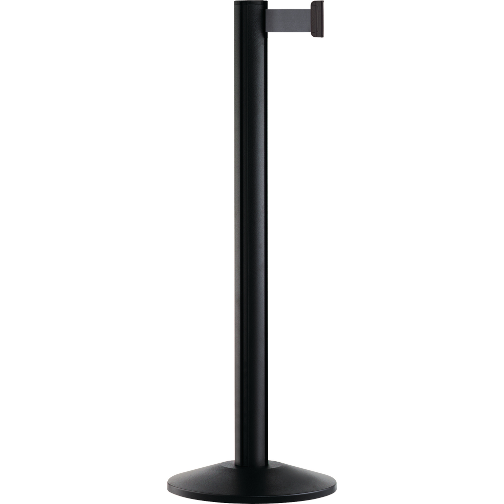 Absperrpfosten schwarz, Gurt 3,7m blau