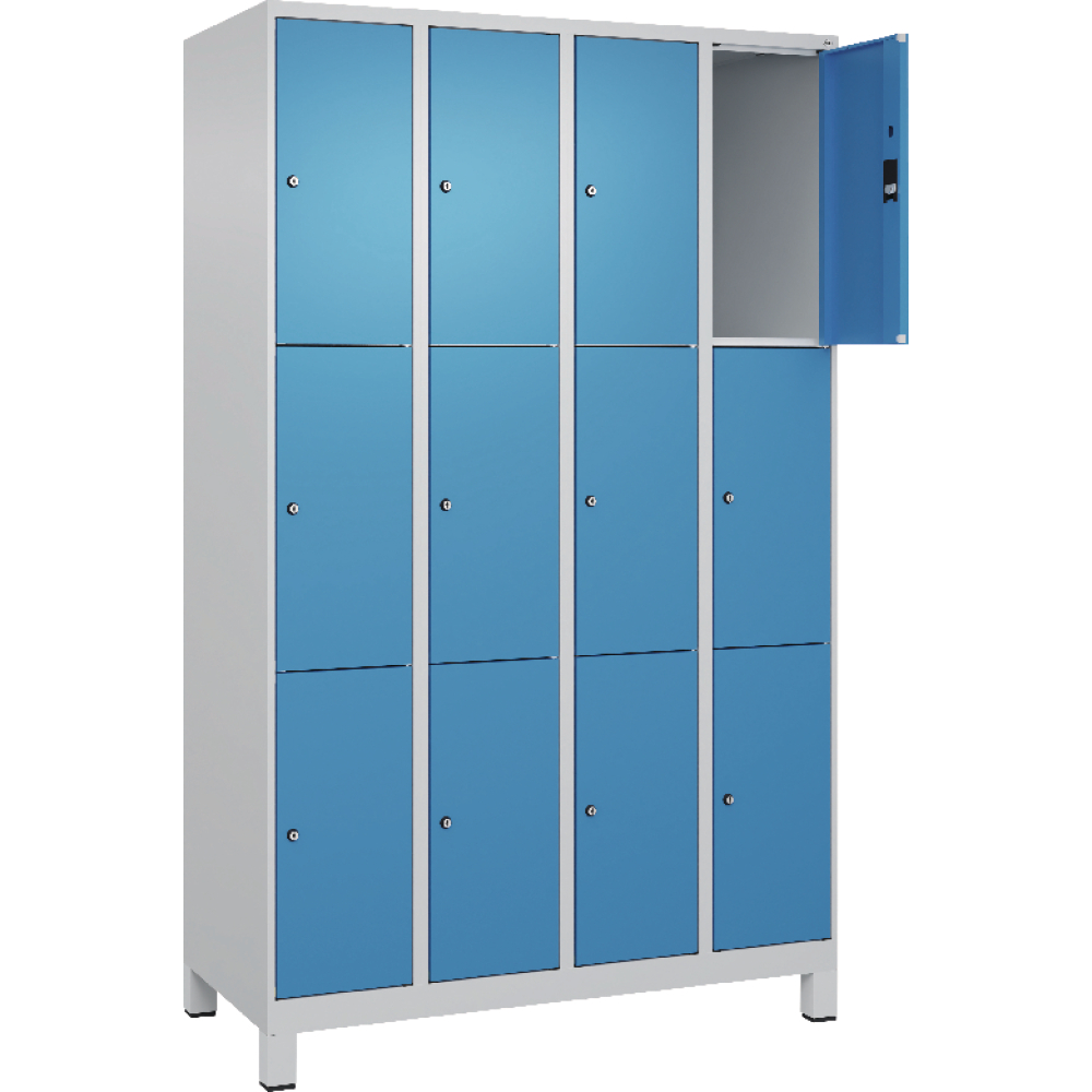 Fächerschrank mit Füßen B1200xT500xH1950 Korpus RAL 7035
