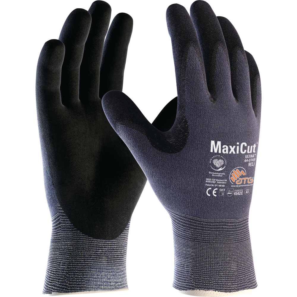 ATG® Schnittschutz-Strickhandschuhe MaxiCut® Ultra blau-schwarz Gr.9