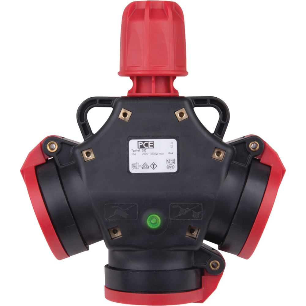 3-Wegekupplung Gummi IP44 Klappd.+LED+Kinders.