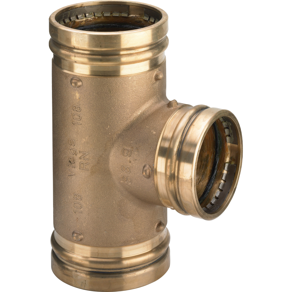 Viega T-Stück Sanpress 2218LF 54mm, mit SC-Contur, labs-frei, Rotguss